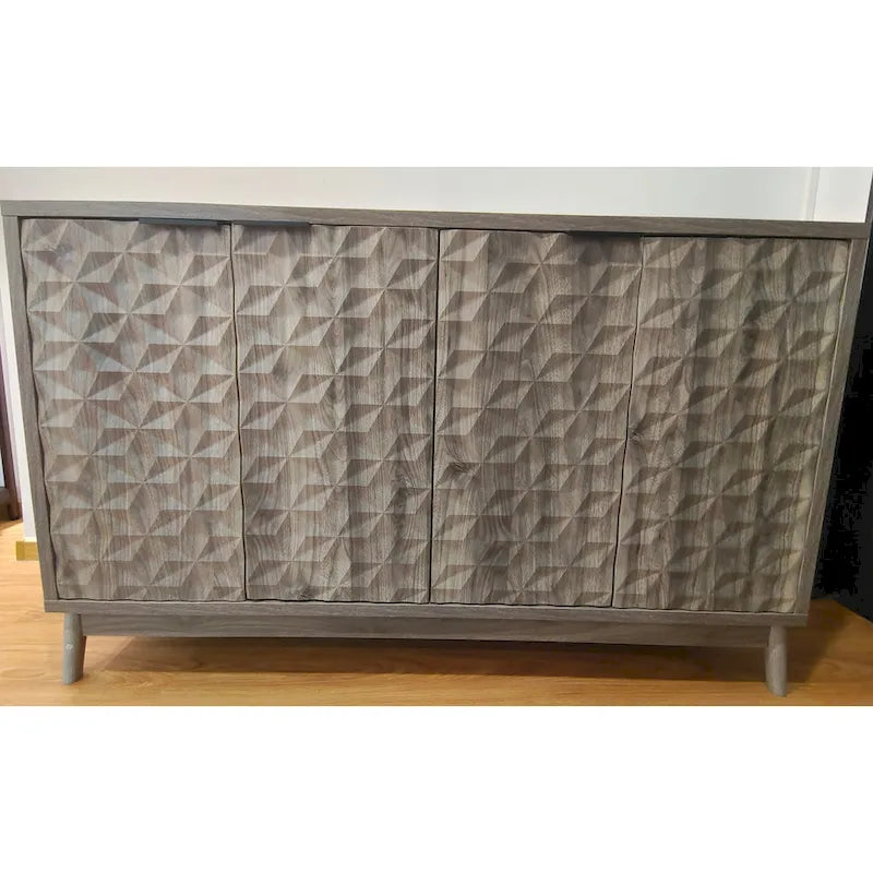 Modern Style Buffet Cabinet,Sideboard Buffet Cabinet With Storage,Storage Cabinet with 4 Diamond-shaped relief Doors