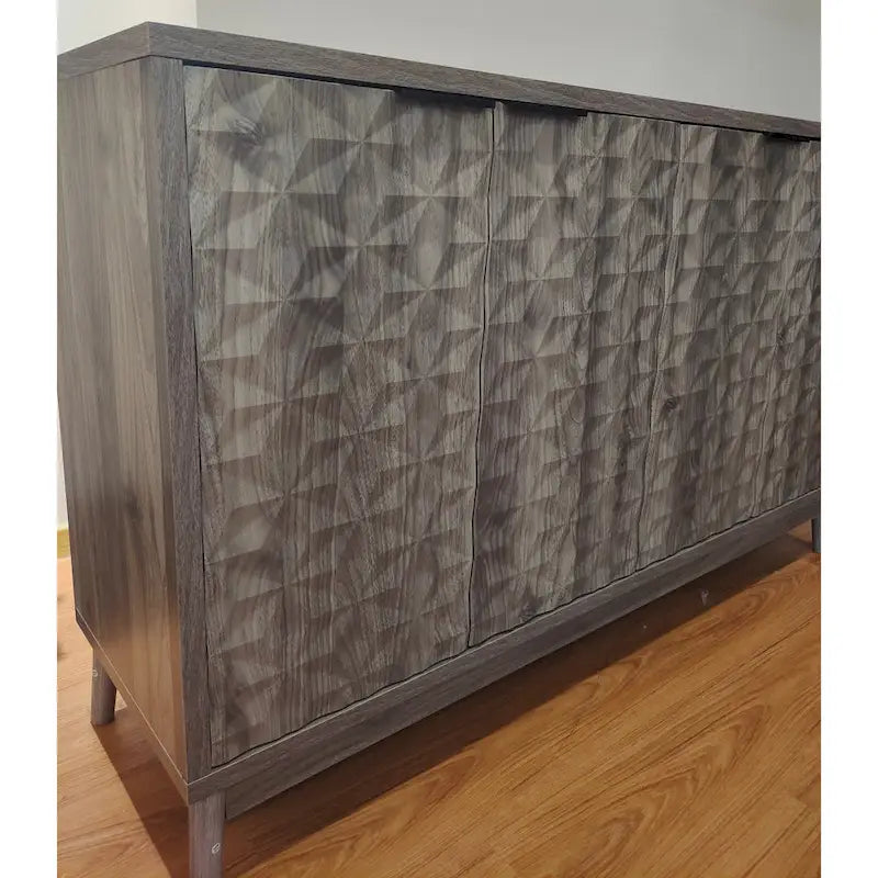 Modern Style Buffet Cabinet,Sideboard Buffet Cabinet With Storage,Storage Cabinet with 4 Diamond-shaped relief Doors