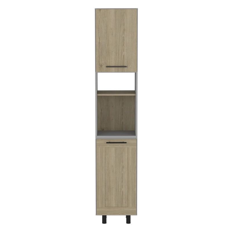 HomeRoots 82 Gray And Oak Wood Pantry Or Storage Closet - 15.75' X '82.05' X '13.58