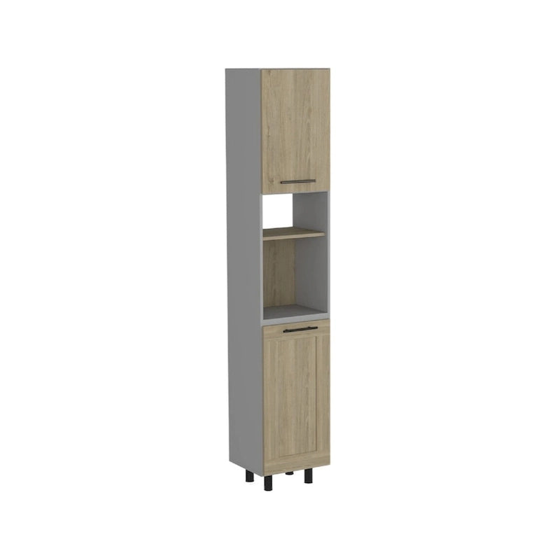 HomeRoots 82 Gray And Oak Wood Pantry Or Storage Closet - 15.75' X '82.05' X '13.58
