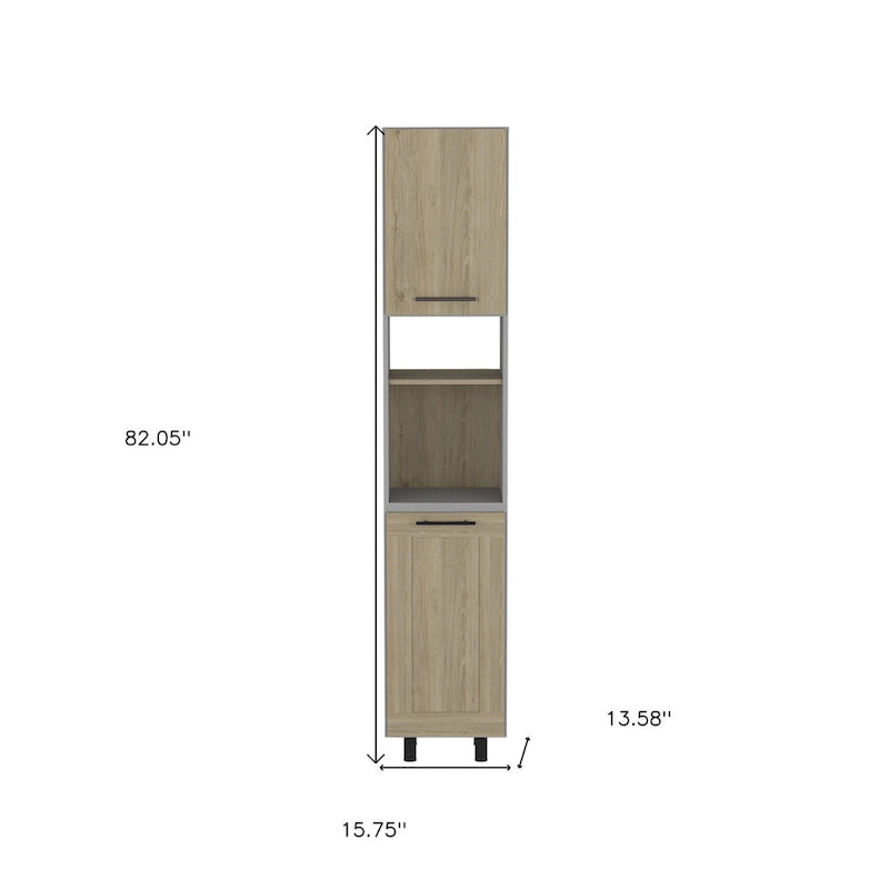 HomeRoots 82 Gray And Oak Wood Pantry Or Storage Closet - 15.75' X '82.05' X '13.58