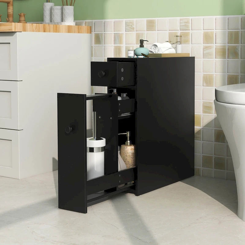 Costway Bathroom Floor Cabinet Toilet Narrow Storage Organizer with - See Details