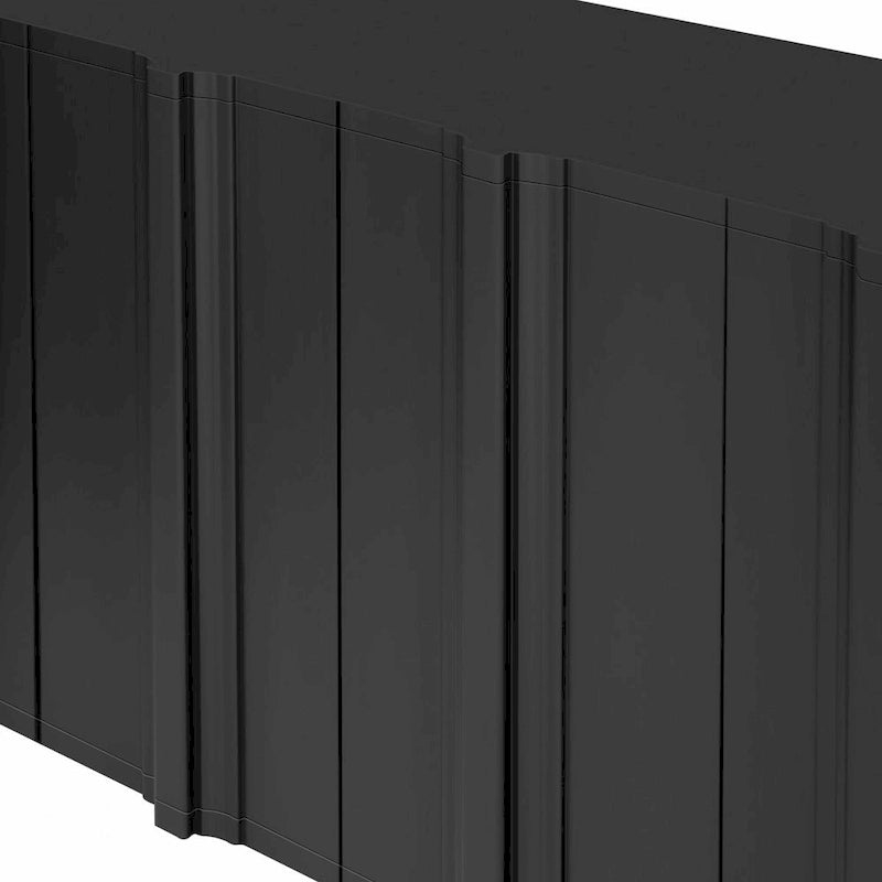 Sophisticated 4-Door Sideboard Adorned with Intricate Linear Accents and Luxurious Multi-Layered Pine Veneer Design Elements