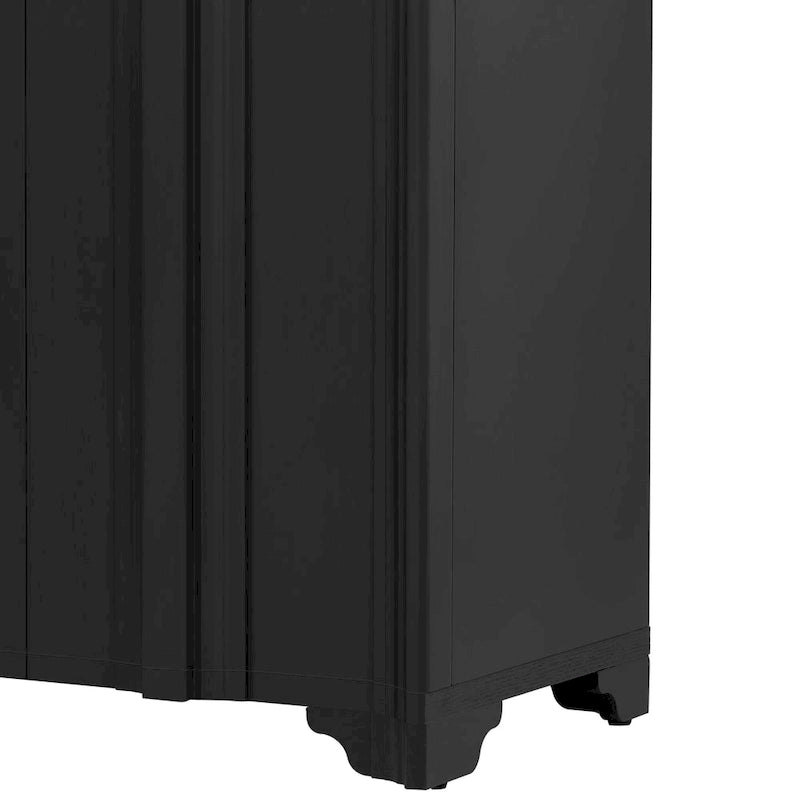 Sophisticated 4-Door Sideboard Adorned with Intricate Linear Accents and Luxurious Multi-Layered Pine Veneer Design Elements