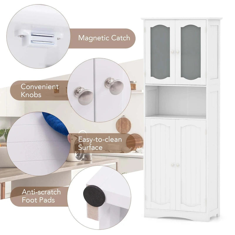 Costway 64.5 Tall Bathroom Cabinet with Tempered Glass Doors - See Details