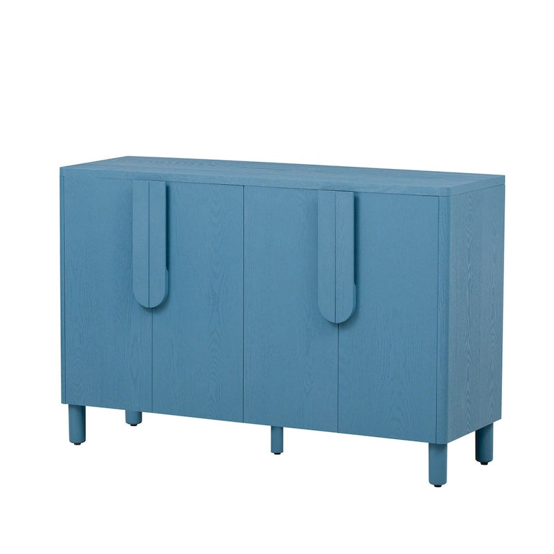 4-Door Buffet Cabinet with Storage, Wood Sideboard Cabinet with Unique Arc Handles and Adjustable Shelves for Dining Room