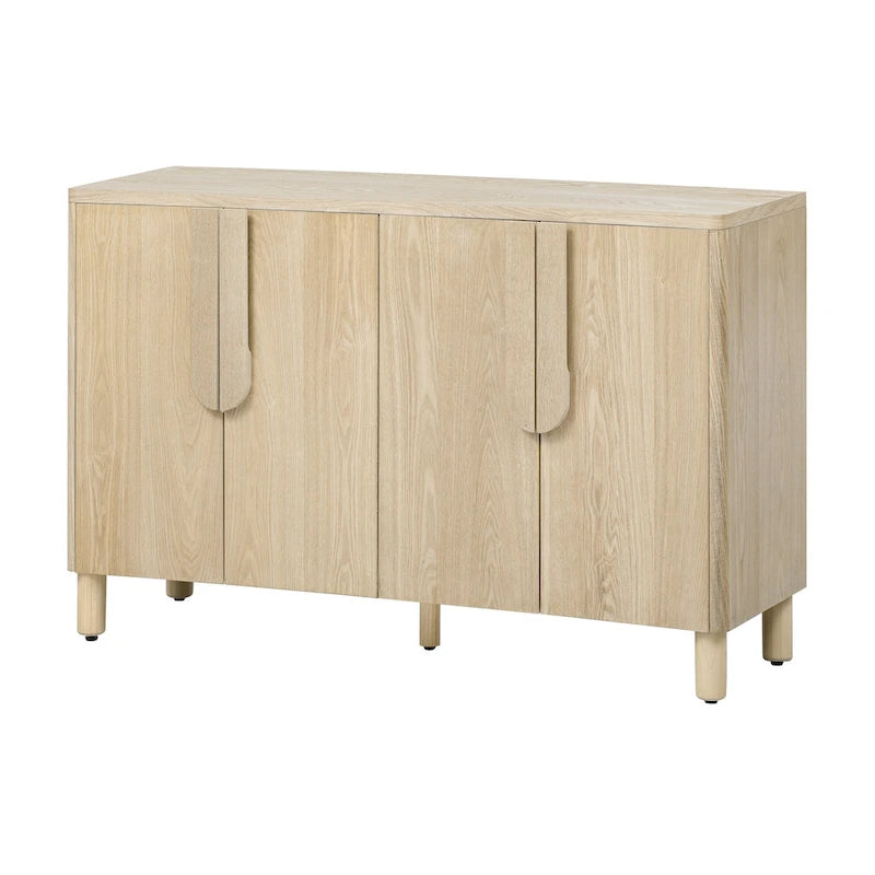 4-Door Buffet Cabinet with Storage, Wood Sideboard Cabinet with Unique Arc Handles and Adjustable Shelves for Dining Room