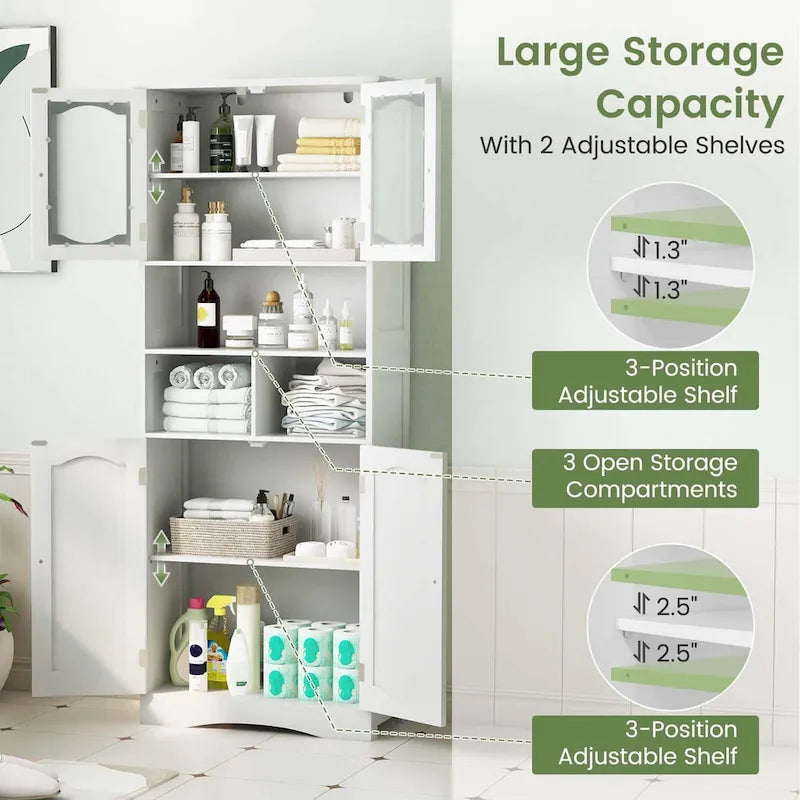Costway 58.5 Tall Bathroom Storage Cabinet Freestanding Linen Cabinet - See Details