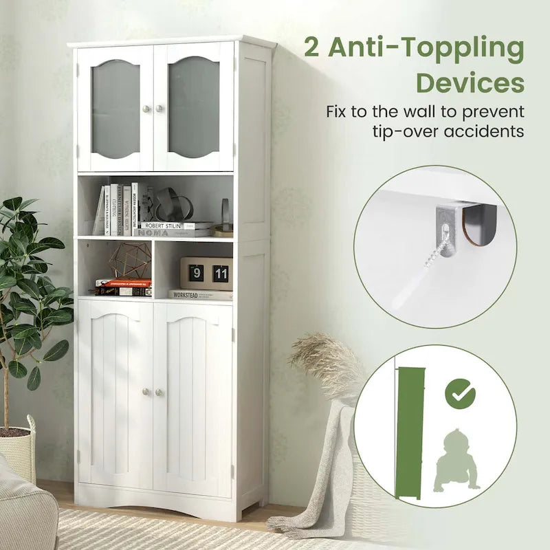 Costway 58.5 Tall Bathroom Storage Cabinet Freestanding Linen Cabinet - See Details