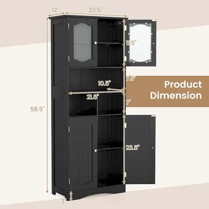 Costway 58.5 Tall Bathroom Storage Cabinet Freestanding Linen Cabinet - See Details