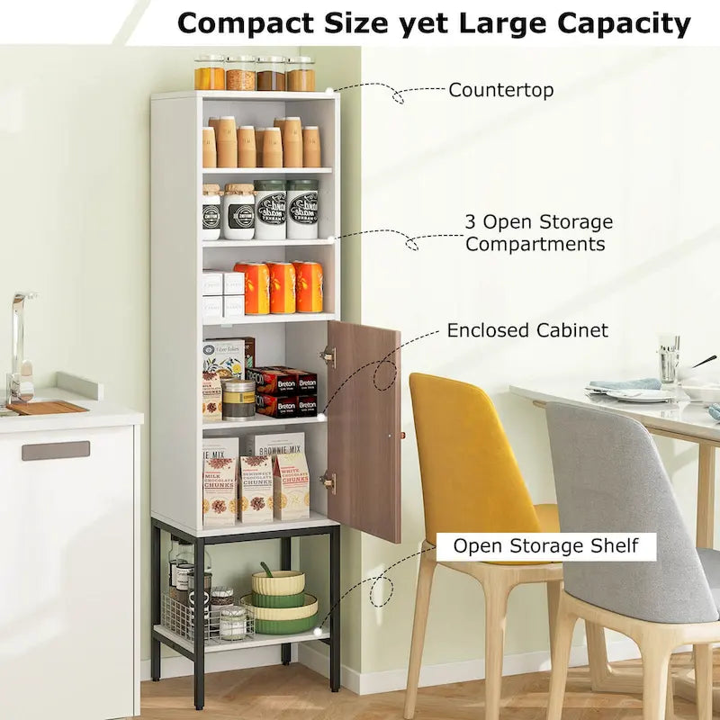 Costway 57 Bathroom Tall Cabinet with 1 Door and 4 Shelves - See Details