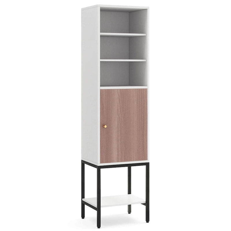 Costway 57 Bathroom Tall Cabinet with 1 Door and 4 Shelves - See Details