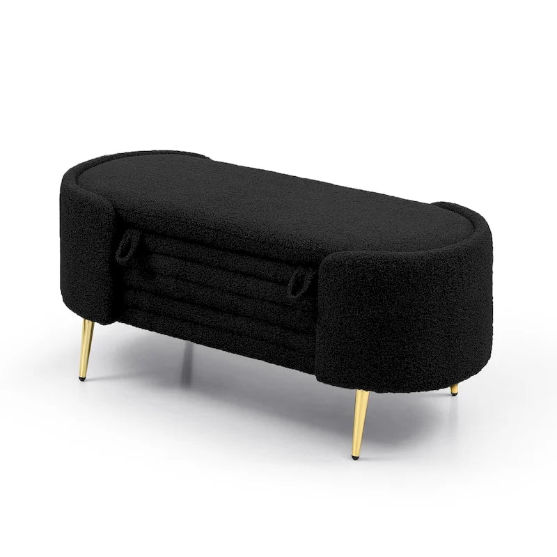 Polyester Upholstered Modern End of Bed Bench with Large Storage Ottoman