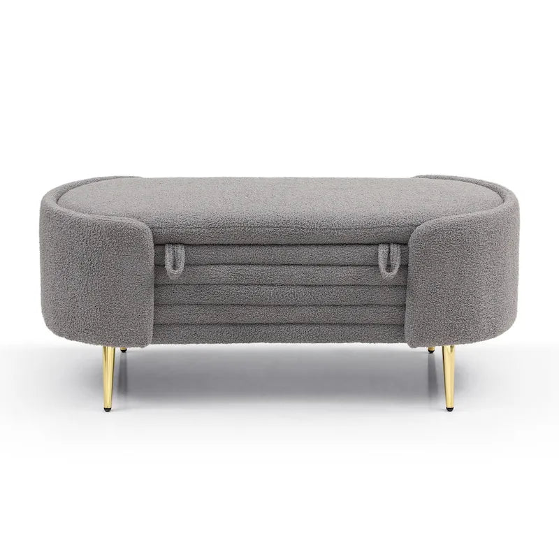 Polyester Upholstered Modern End of Bed Bench with Large Storage Ottoman