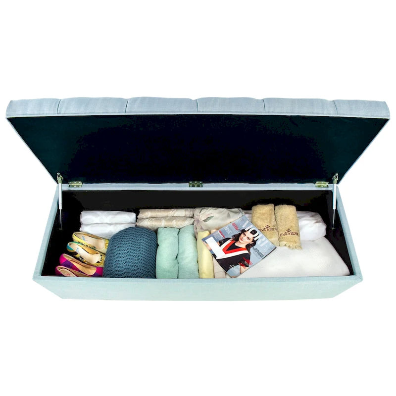 Sole Secret Diamond-tufted Linen Storage Bench
