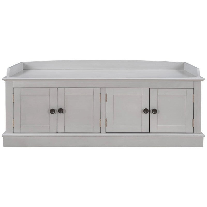 Entrance living room storage stool with removable mat and locker, 4 doors and adjustable shelves