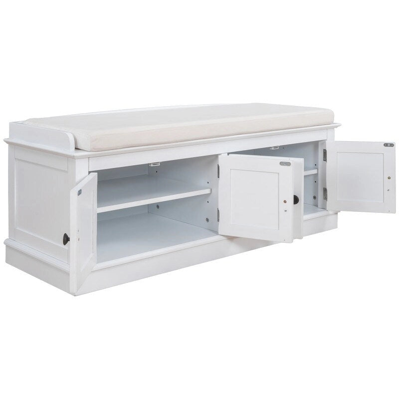 Entrance living room storage stool with removable mat and locker, 4 doors and adjustable shelves