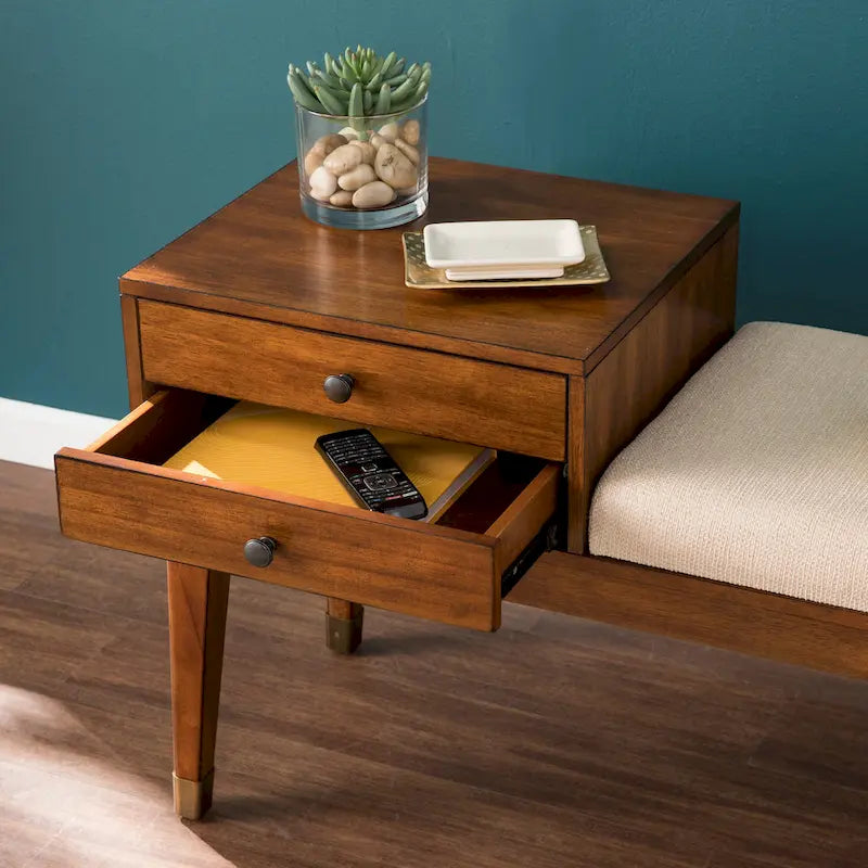 SEI Furniture Morgenstern Midcentury Modern Upholstered Storage Bench
