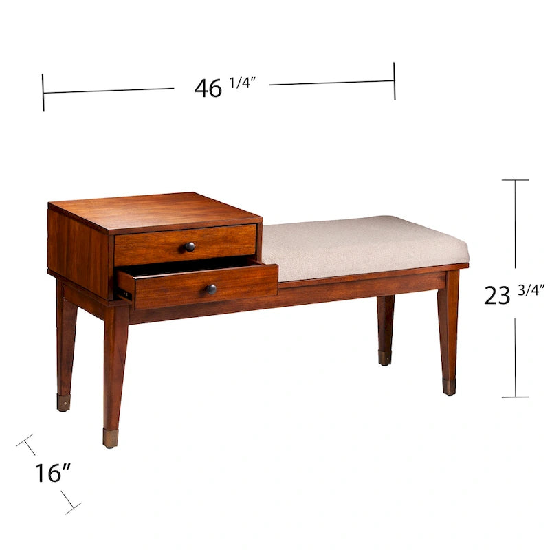 SEI Furniture Morgenstern Midcentury Modern Upholstered Storage Bench