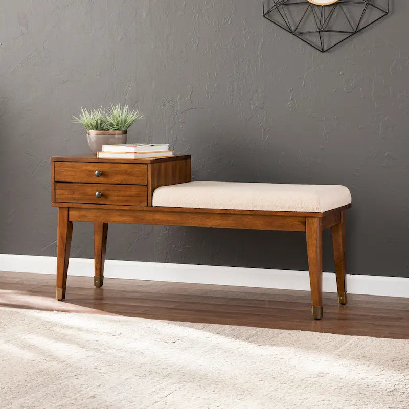 SEI Furniture Morgenstern Midcentury Modern Upholstered Storage Bench
