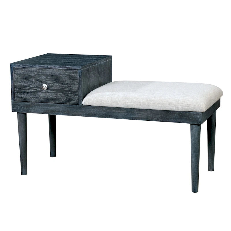 Jays Contemporary Grey Solid Wood 1-Drawer Accent Bench by Furniture of America