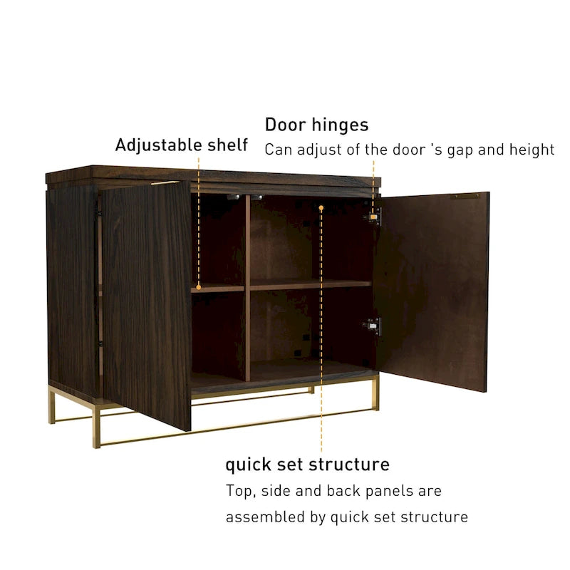 Clihome Furniture Wood 2-Door Accent Cabinet