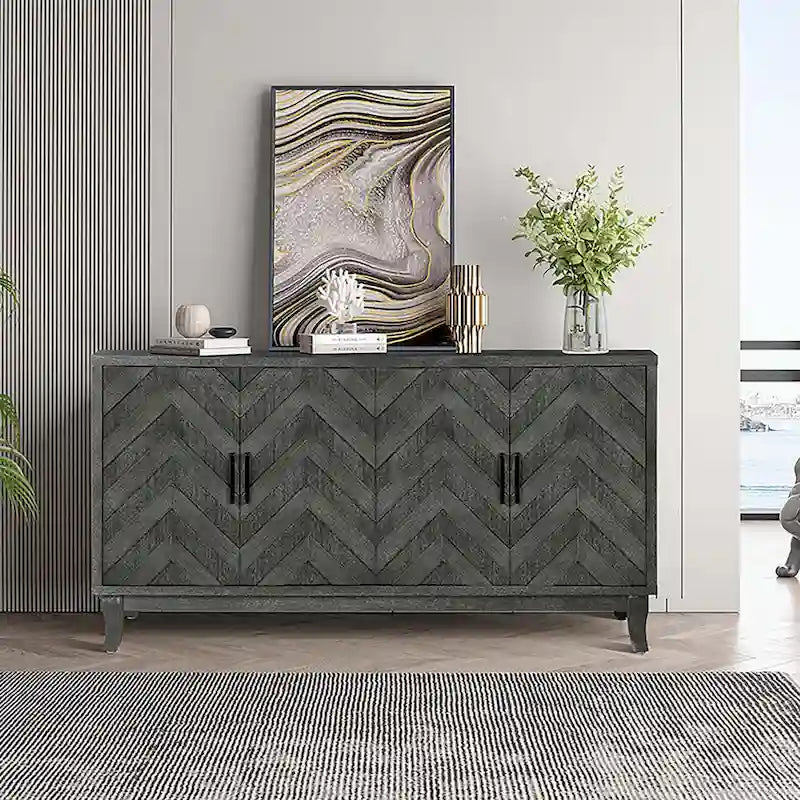 4 Door Wooden Cabinets for Living Room Dining Room Bedroom