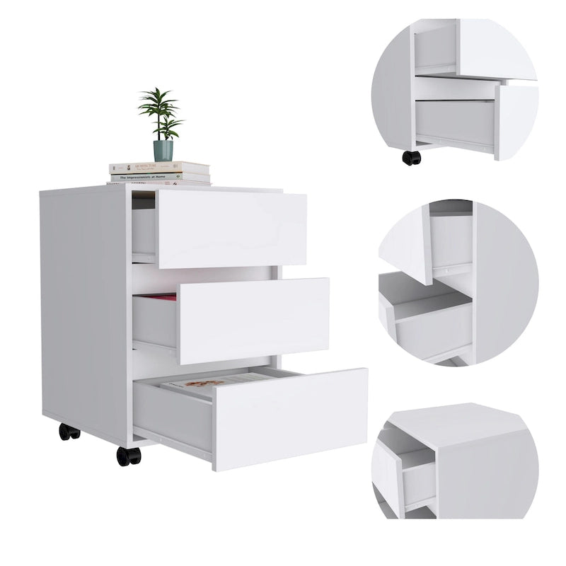 FM Furniture Vienna Three Drawers Filing Cabinet Roller Blade Glide