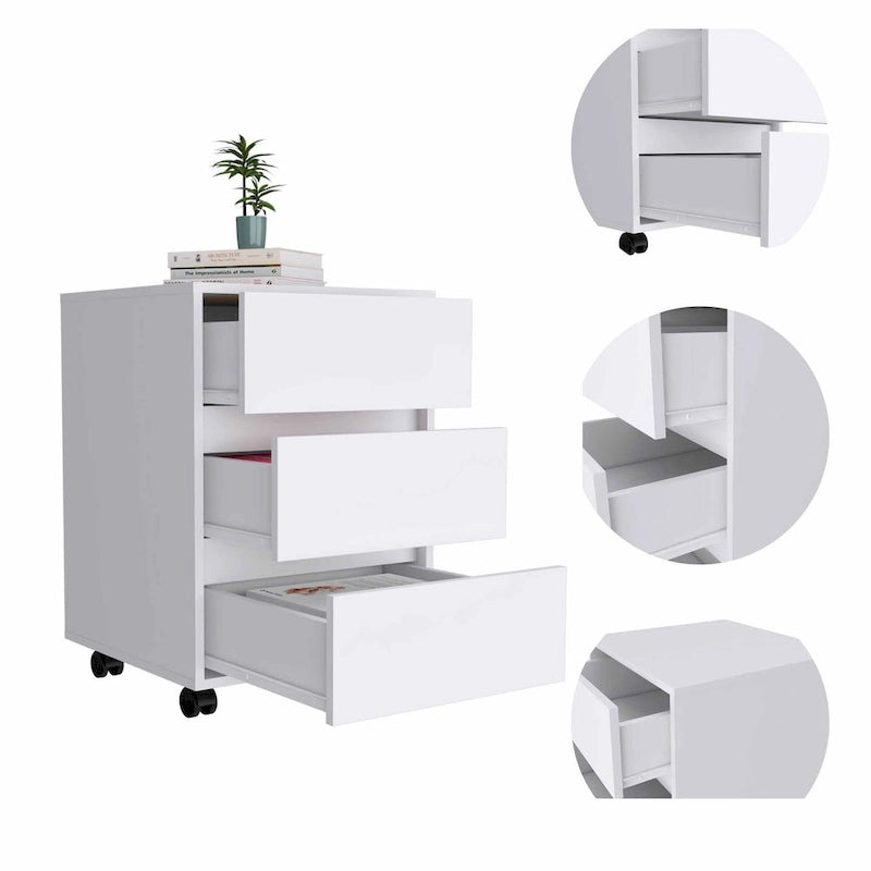 FM Furniture Vienna Three Drawers Filing Cabinet Roller Blade Glide