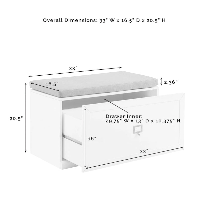 Crosley Harper Entryway Bench - 16.5x33x20.5