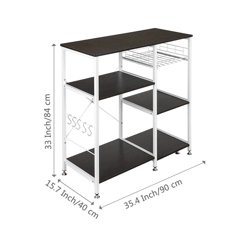 35.5 Kitchen Baker's Rack 3-Tier Microwave Stand Dark Brown