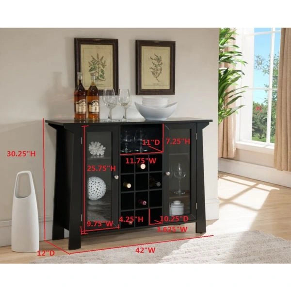 Buffet Bar Cabinet with Wine Storage, Black