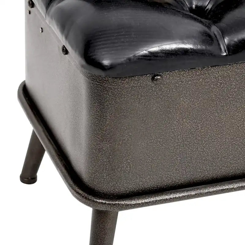 vidaXL Storage Bench with Backrest 43.3 Black Faux Leather - 43.3 x 20.5 x 29.5