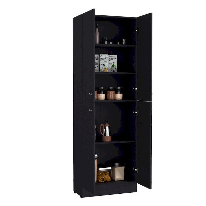 Lynch Kitchen Pantry Storage Cabinet, With 4 Doors, 5 Shelves