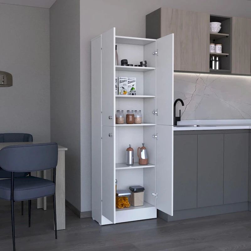 Lynch Kitchen Pantry Storage Cabinet, With 4 Doors, 5 Shelves