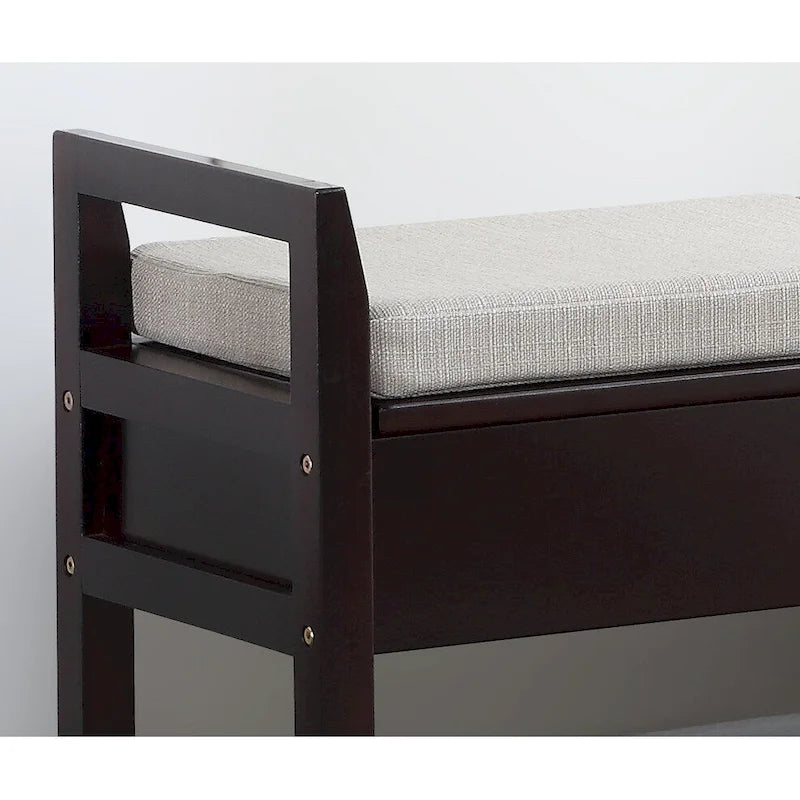 Modern Espresso Storage Shoe Bench