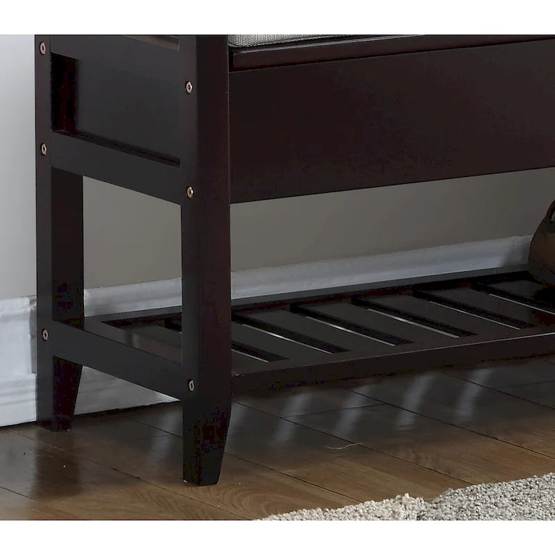 Modern Espresso Storage Shoe Bench