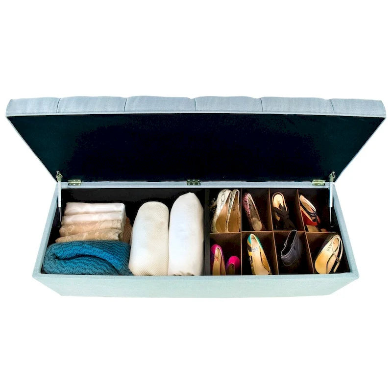 SOLE SECRET DUO Diamond Tufted Linen & Shoe Storage Bench - HTM100