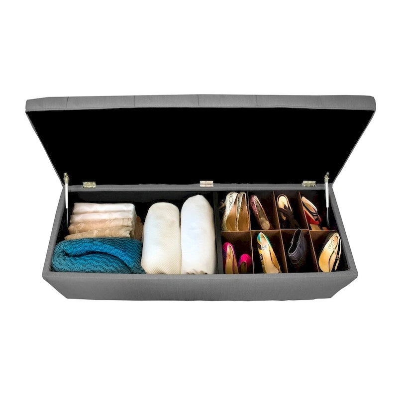 SOLE SECRET DUO Diamond Tufted Linen & Shoe Storage Bench - HTM100