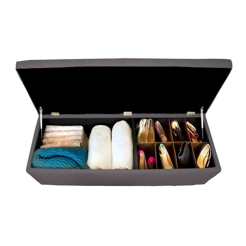 SOLE SECRET DUO Diamond Tufted Linen & Shoe Storage Bench - HTM100
