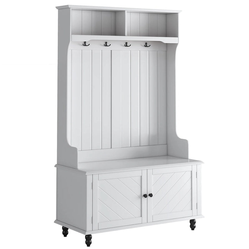 Hall Tree with 4 Hooks , Coat Hanger, Entryway Bench, Storage Bench, 3-in-1 Design, 40INCH, for Entrance, Hallway