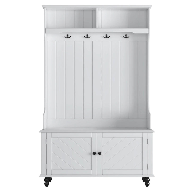 Hall Tree with 4 Hooks , Coat Hanger, Entryway Bench, Storage Bench, 3-in-1 Design, 40INCH, for Entrance, Hallway