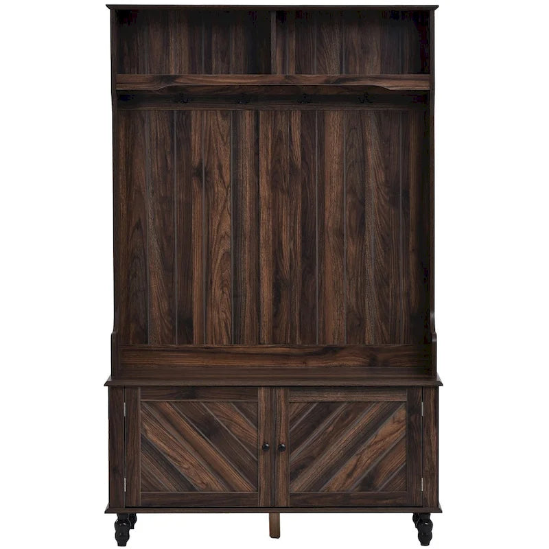 Hall Tree with 4 Hooks , Coat Hanger, Entryway Bench, Storage Bench, 3-in-1 Design, 40INCH, for Entrance, Hallway