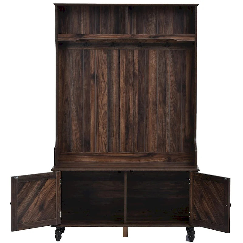Hall Tree with 4 Hooks , Coat Hanger, Entryway Bench, Storage Bench, 3-in-1 Design, 40INCH, for Entrance, Hallway
