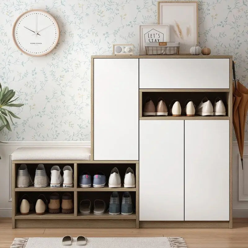 Multi-functional Shoe Storage Bench with Padded Seat