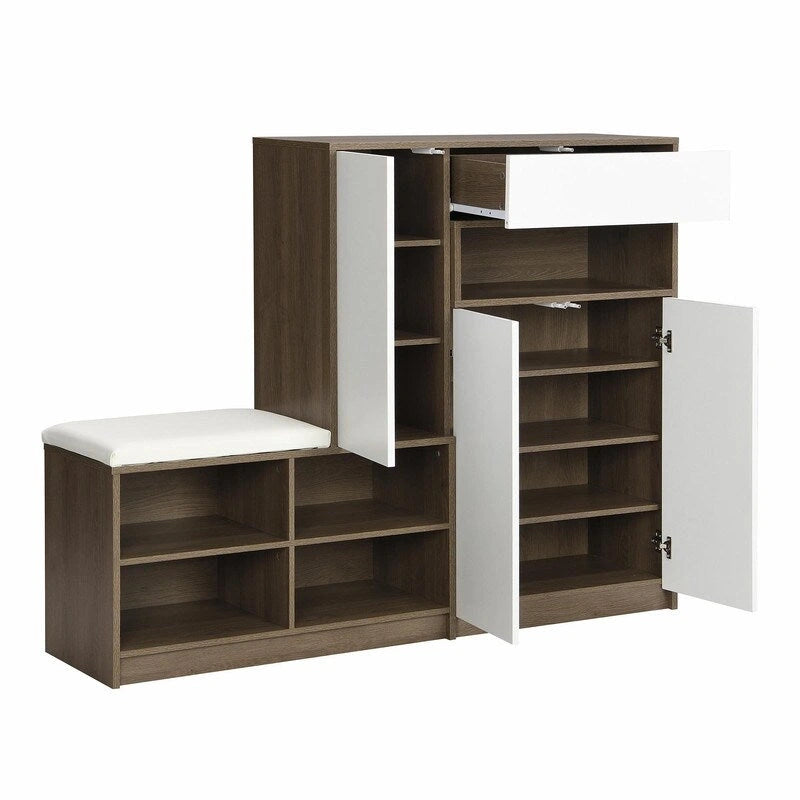 Multi-functional Shoe Storage Bench with Padded Seat