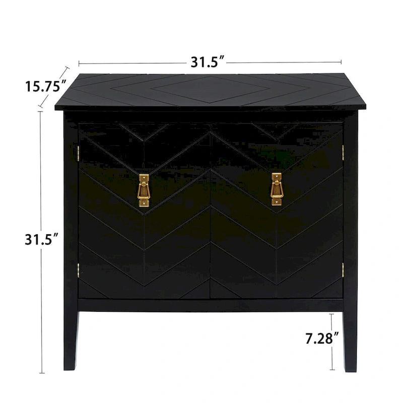 2 Door Wooden Cabinets, Black Wood Cabinet Vintage Style Sideboard for Living Room Dining Room Office