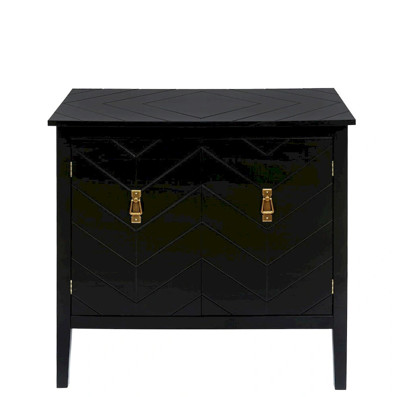 2 Door Wooden Cabinets, Black Wood Cabinet Vintage Style Sideboard for Living Room Dining Room Office