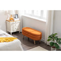 Velvet Fabric Storage Bench With Wood Legs For Living Room Bedroom