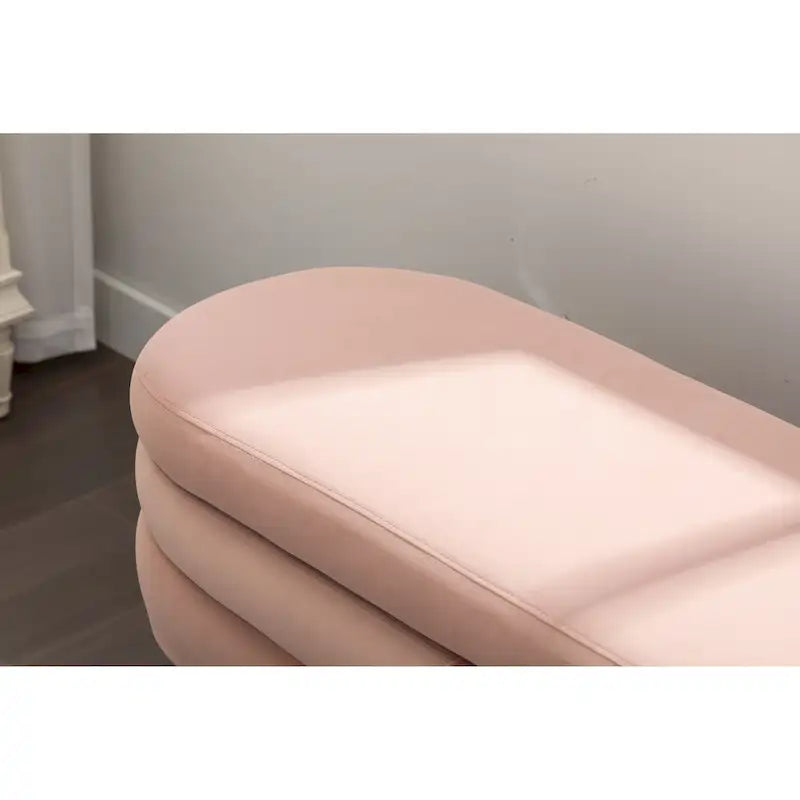 Velvet Fabric Storage Bench With Wood Legs For Living Room Bedroom